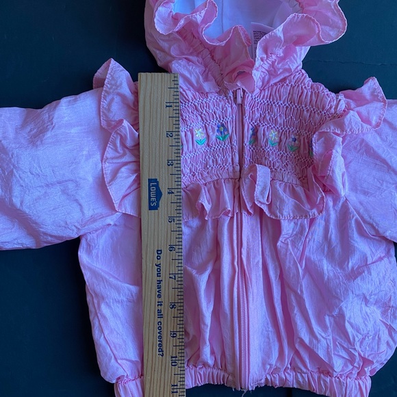 Vintage Baby Girl Jacket Hood Rose Pink Zip Size 12 Months - Picture 5 of 15